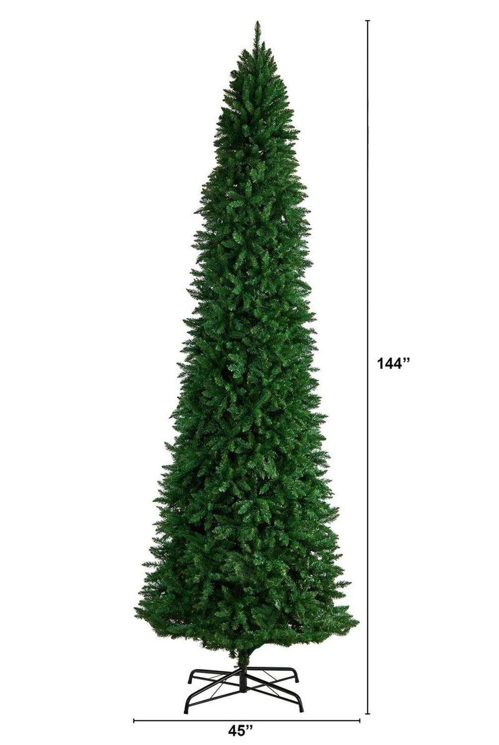 12’ Slim Green Mountain Pine Artificial Christmas Tree with 3235 Bendable Branches