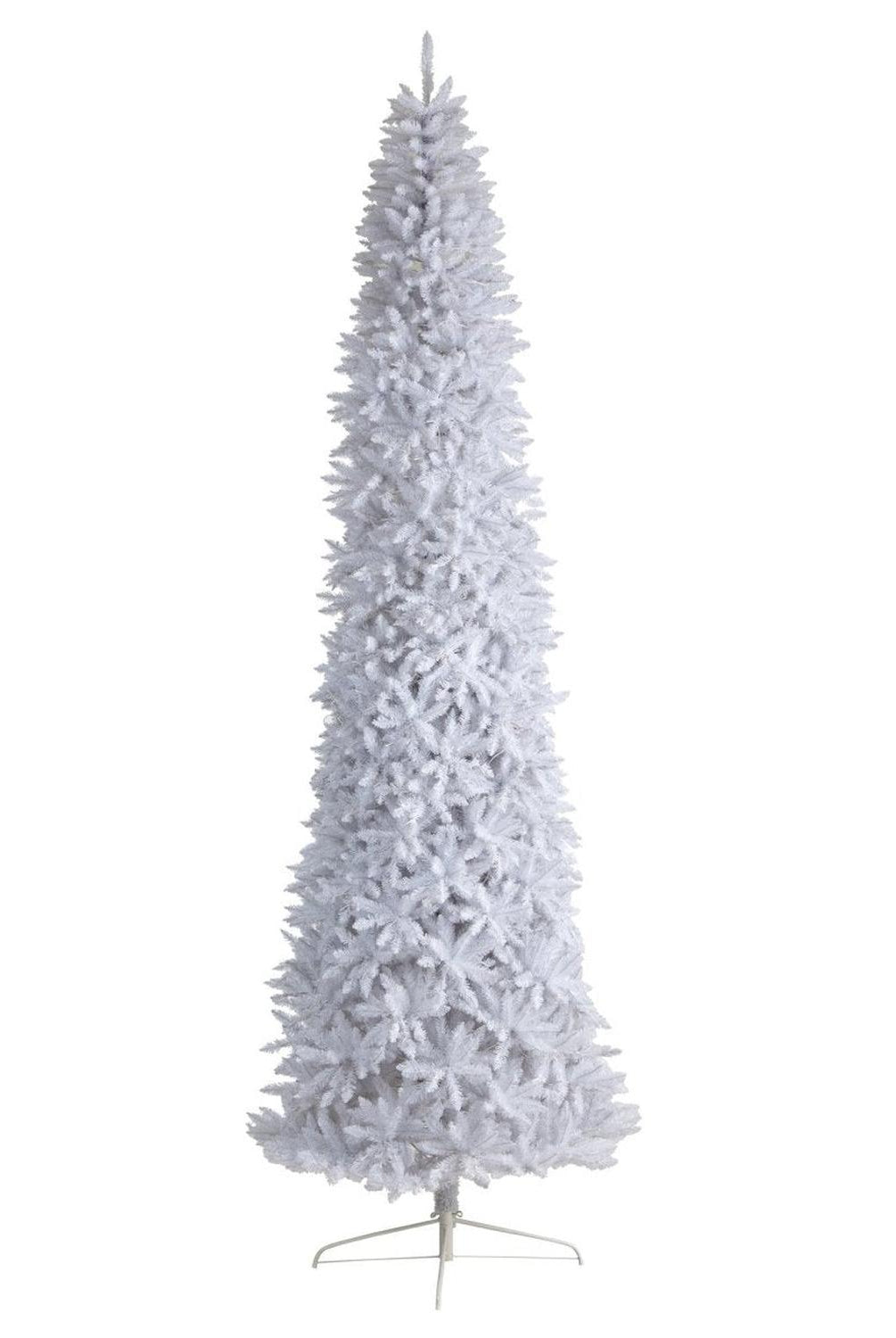 12’ Slim White Artificial Christmas Tree with 1100 Warm White LED Lights and 3235 Bendable Branches