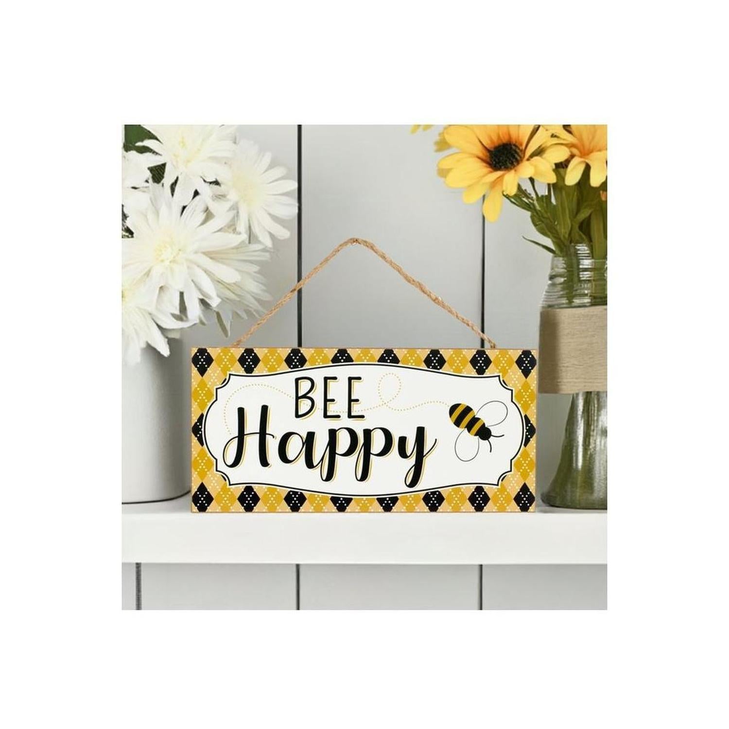Shop For 12" Wood Sign: Bee Happy