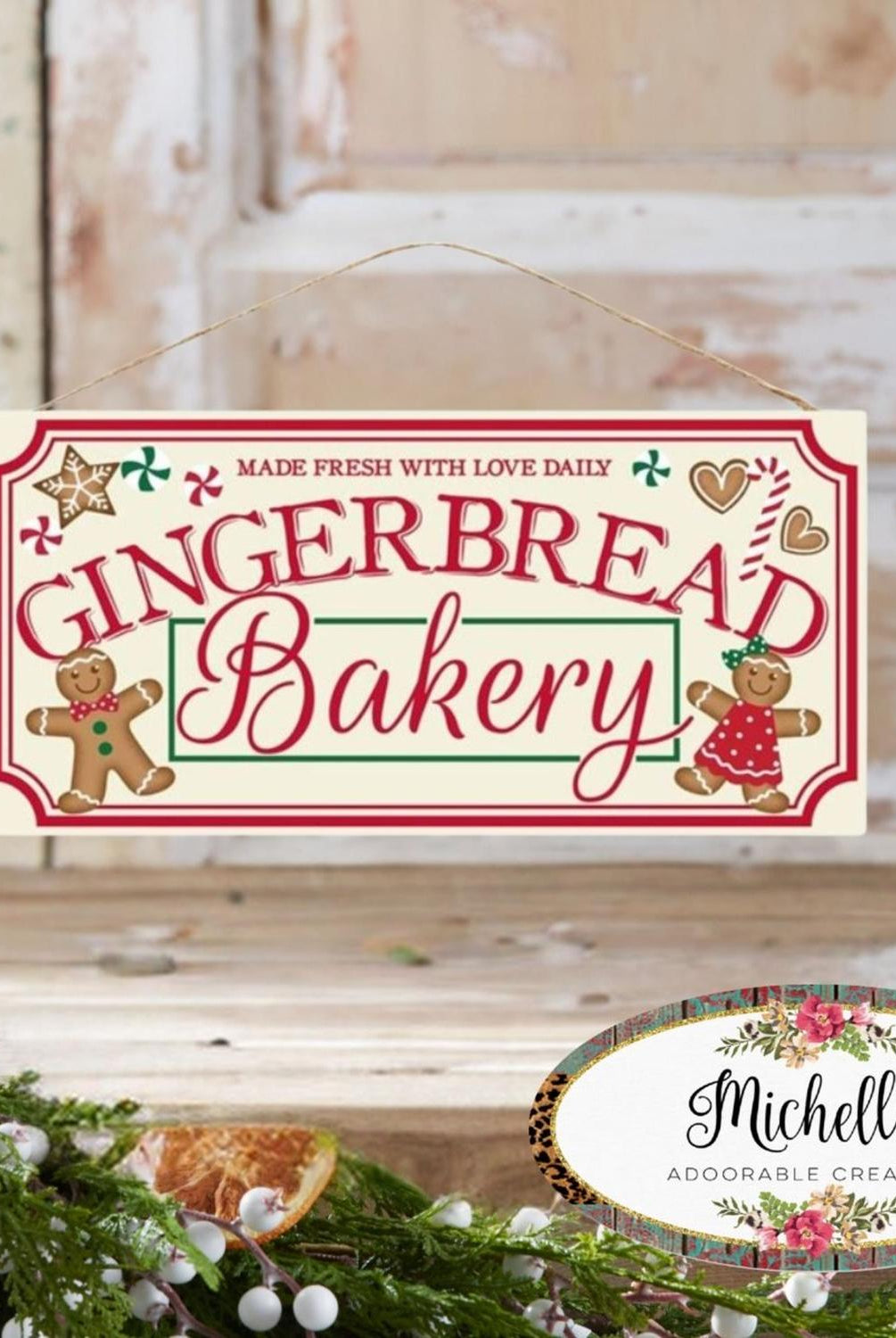 12" Wooden Sign: Gingerbread Bakery