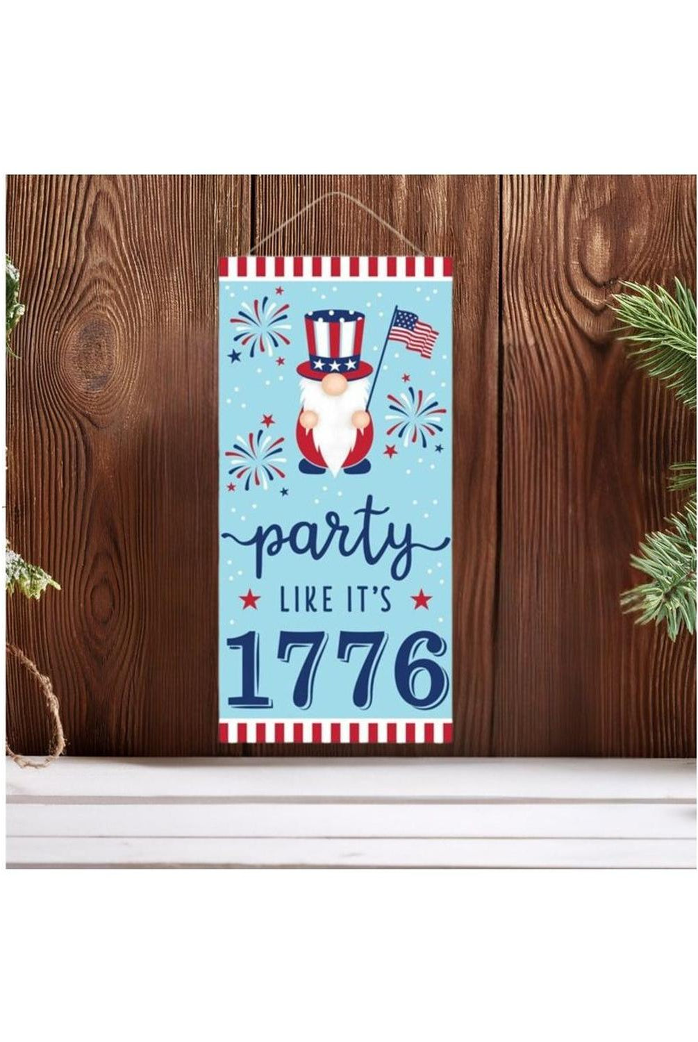 12" Wooden Sign: Gnome Party Like 1776