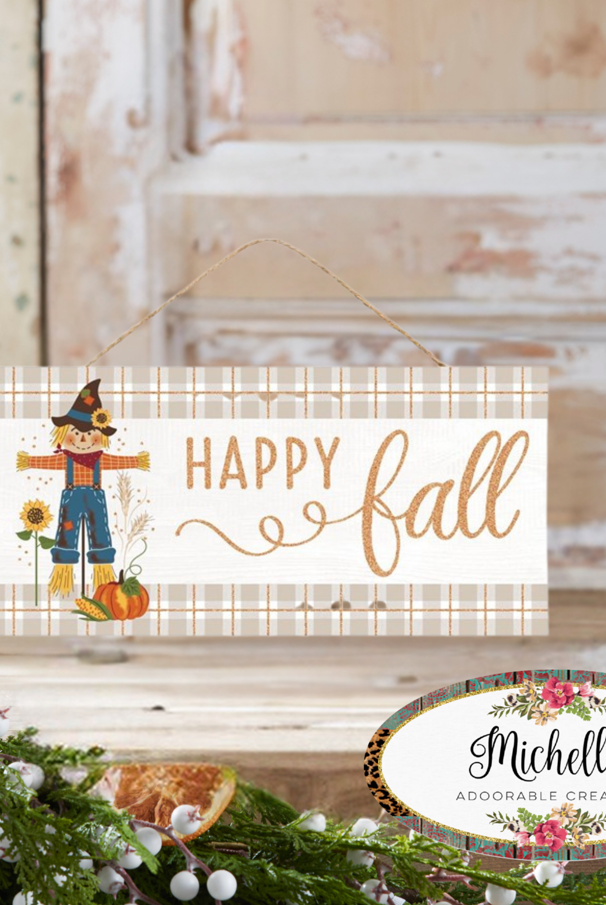 Shop For 12" Wooden Sign: Happy Fall Scarecrow