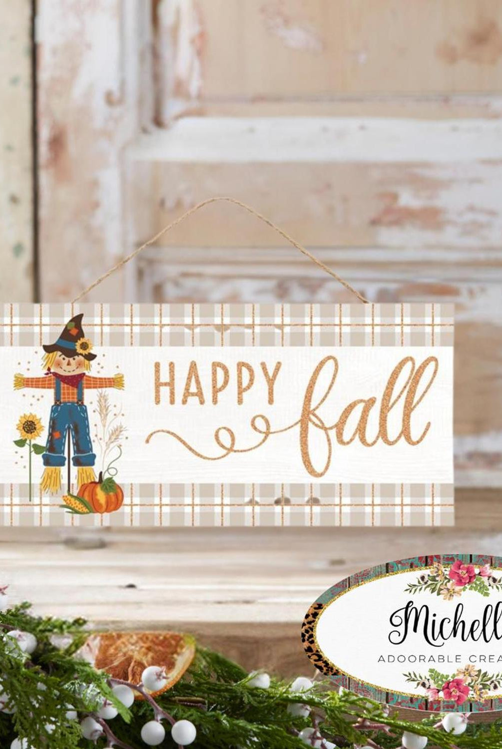 Shop For 12" Wooden Sign: Happy Fall Scarecrow
