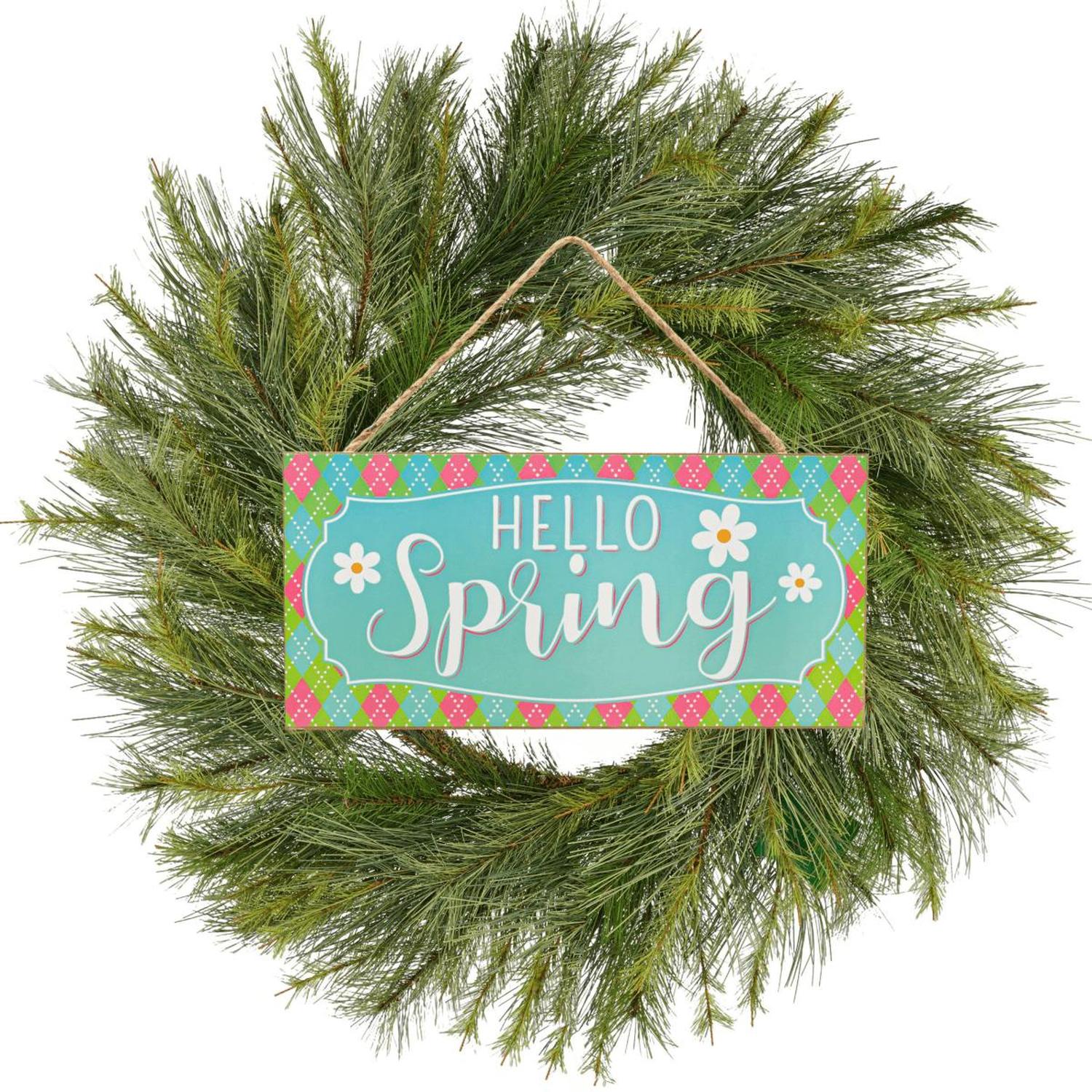 Shop For 12" Wooden Sign: Hello Spring Flower