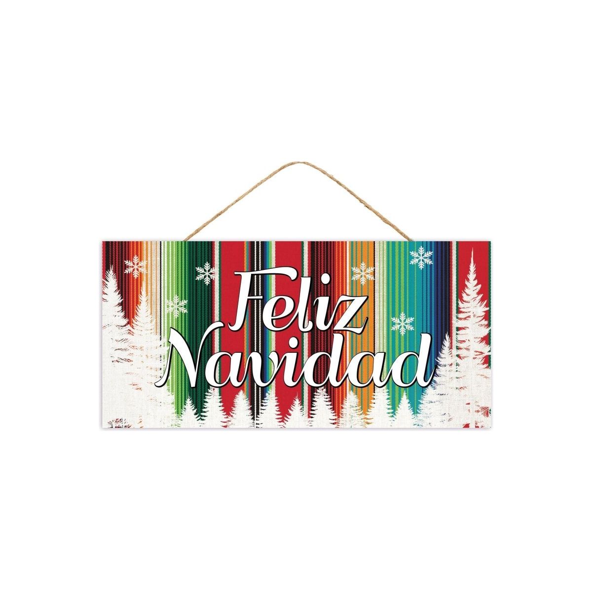 Shop For 12" Wooden Sign: Serape Feliz Navidad