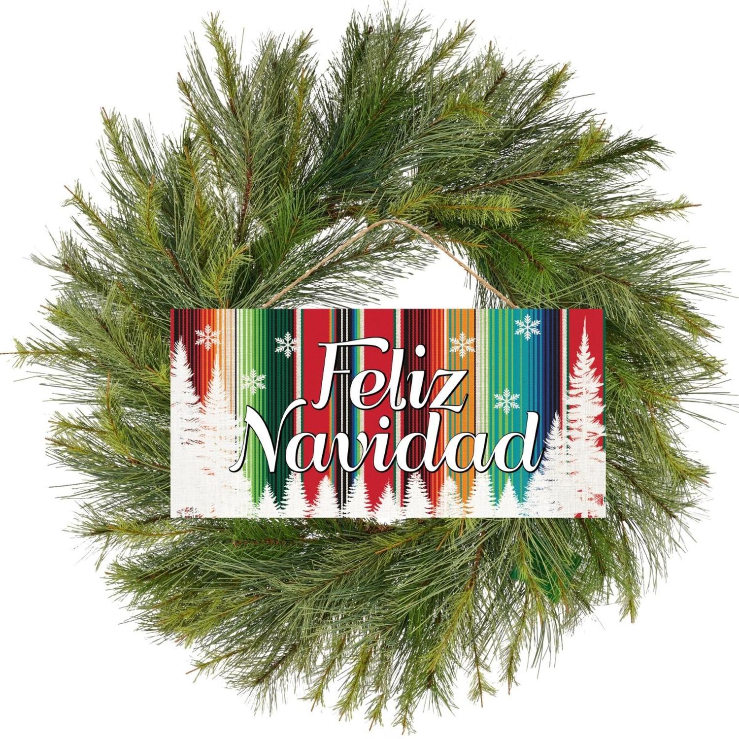 Shop For 12" Wooden Sign: Serape Feliz Navidad