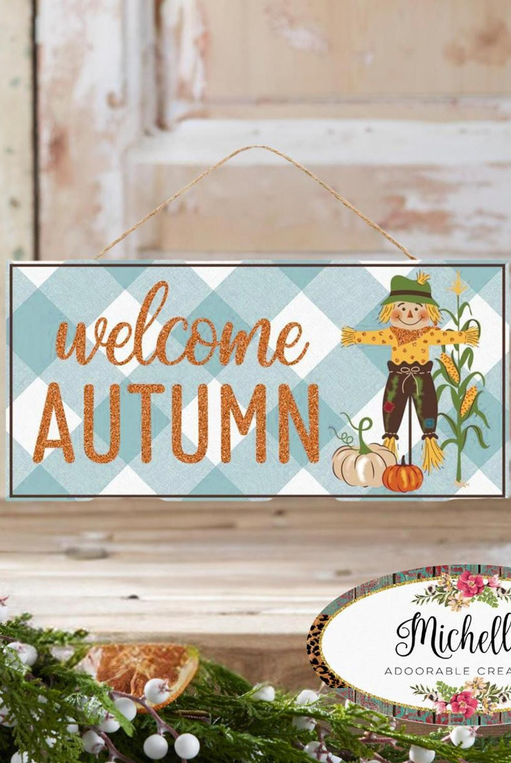 12" Wooden Sign: Welcome Autumn