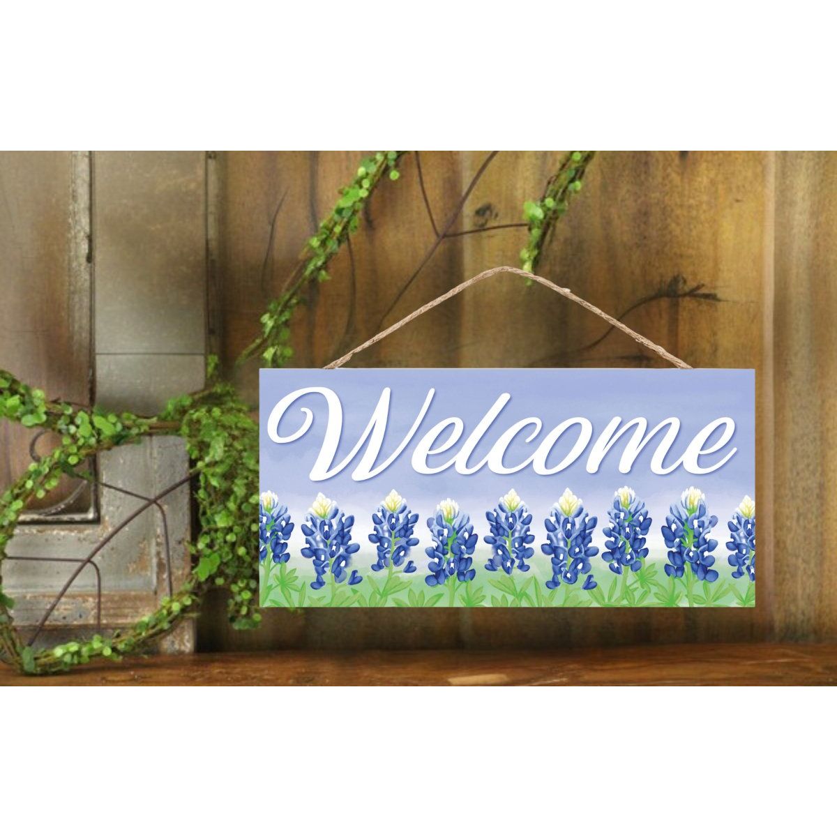 Shop For 12" Wooden Sign: Welcome Bluebonnets Light Blue