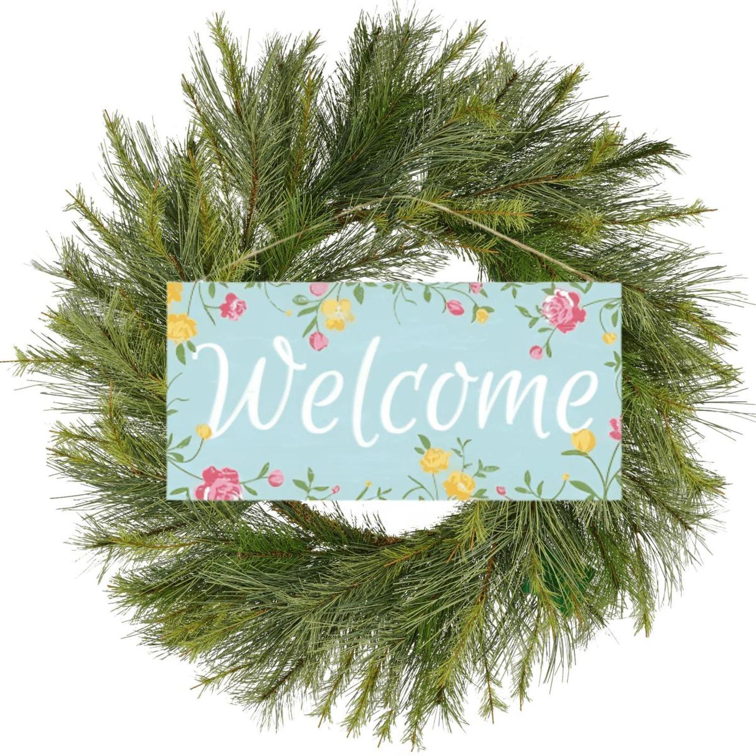 Shop For 12" Wooden Sign: Welcome Floral Sign
