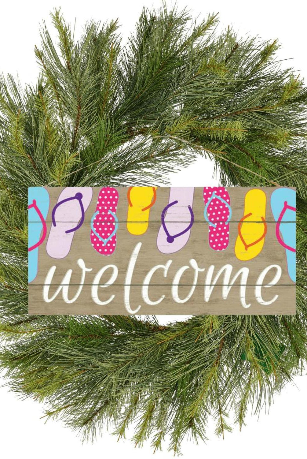 12" Wooden Sign: Welcome/Flip Flops