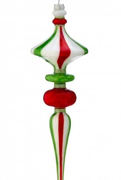 Shop For 12in Glass Red Green Striped Finial Ornament