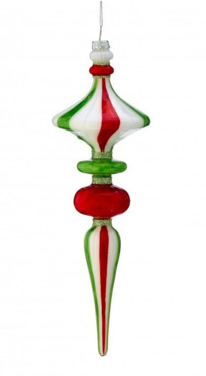 Shop For 12in Glass Red Green Striped Finial Ornament