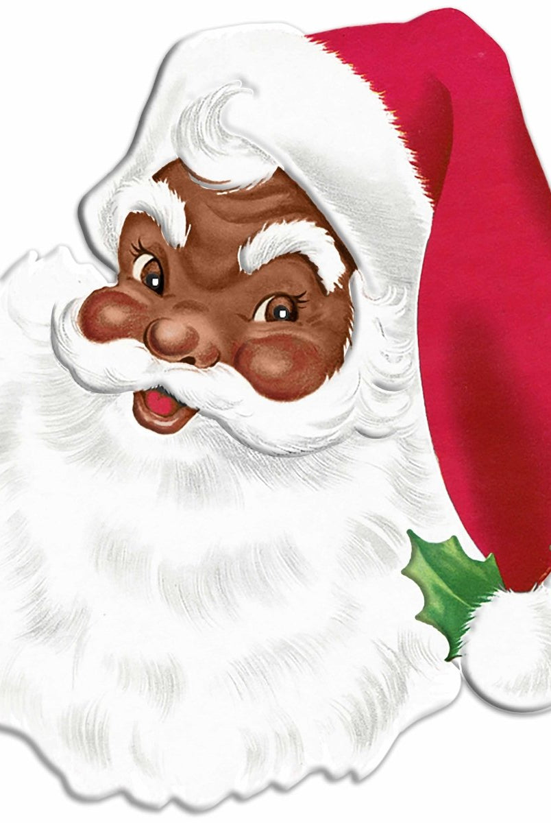 Shop For 12in Metal Embossed Dark Santa Face (Open Eyes)