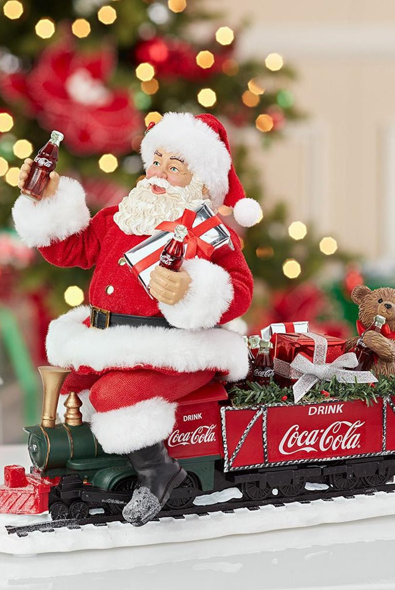 Shop For 13" Fabriché™ Coca - Cola® Santa On Train With LED Garland
