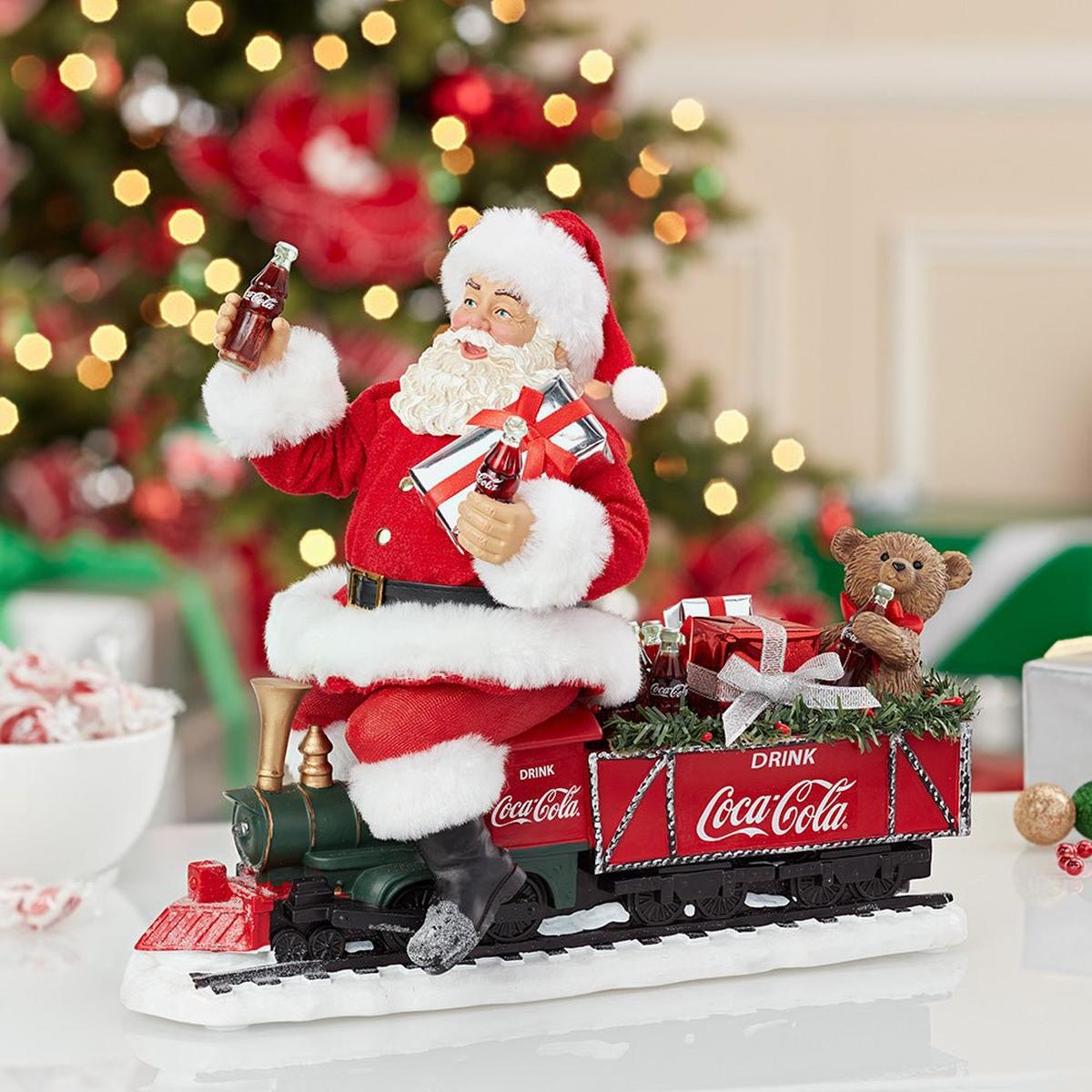 Shop For 13" Fabriché™ Coca - Cola® Santa On Train With LED Garland