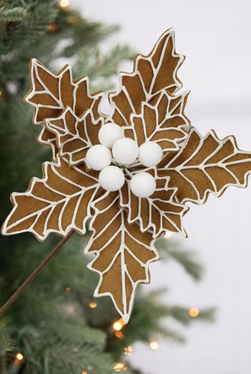13" Gingerbread Poinsettia Pick