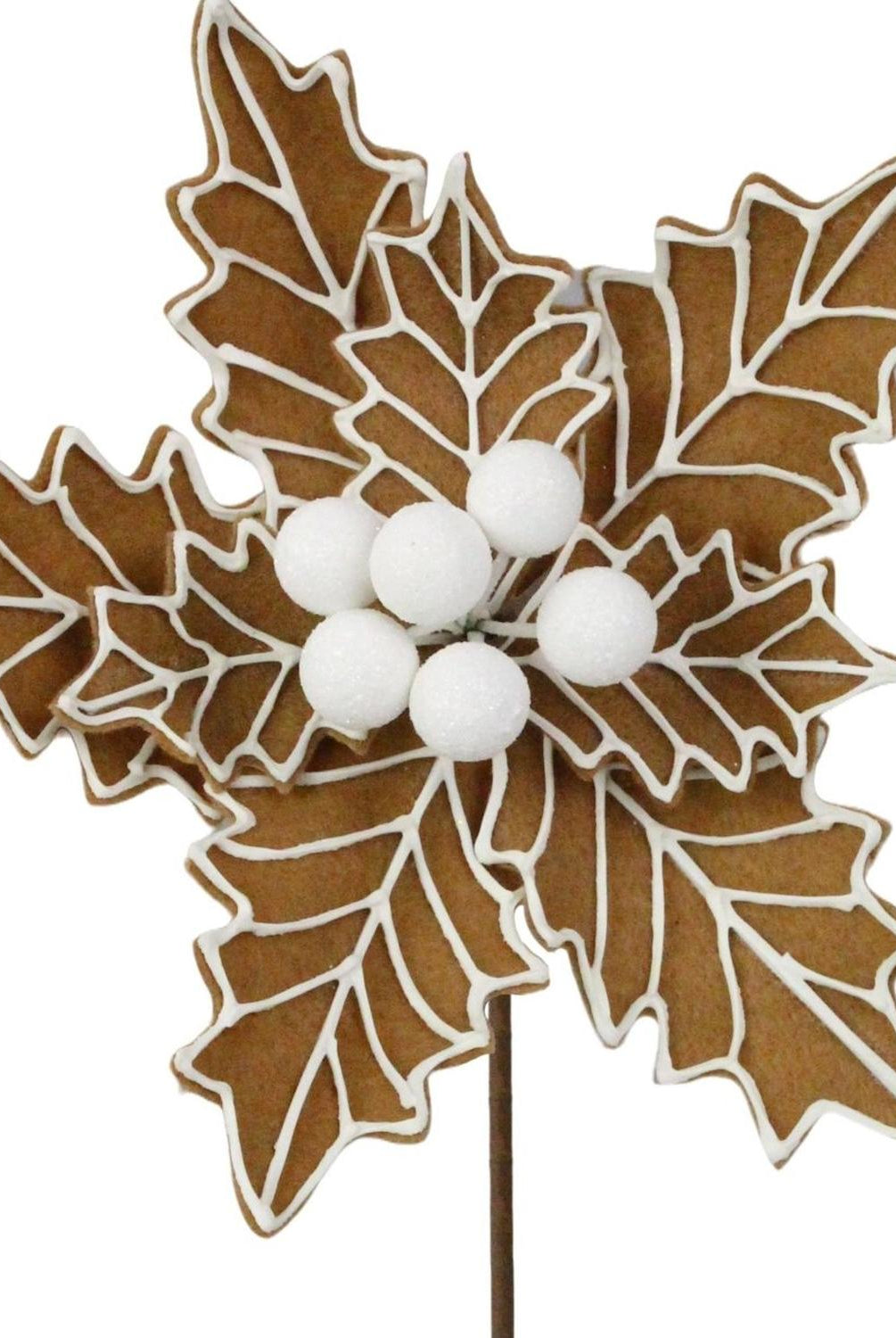 13" Gingerbread Poinsettia Pick