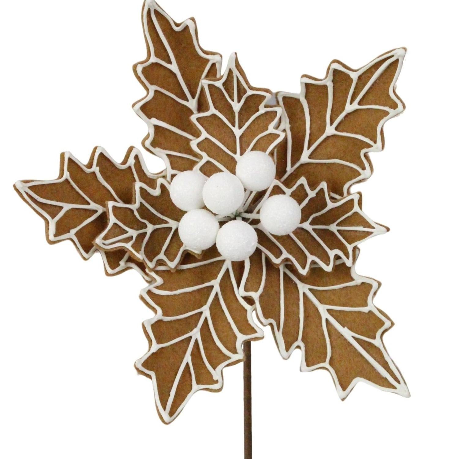 13" Gingerbread Poinsettia Pick