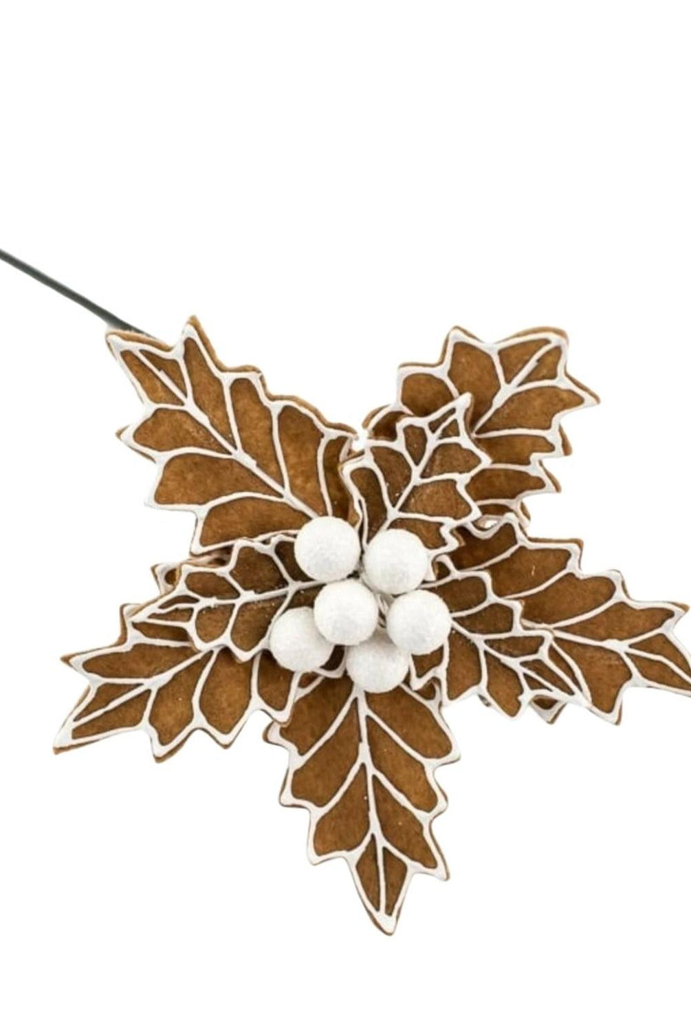 13" Gingerbread Poinsettia Pick