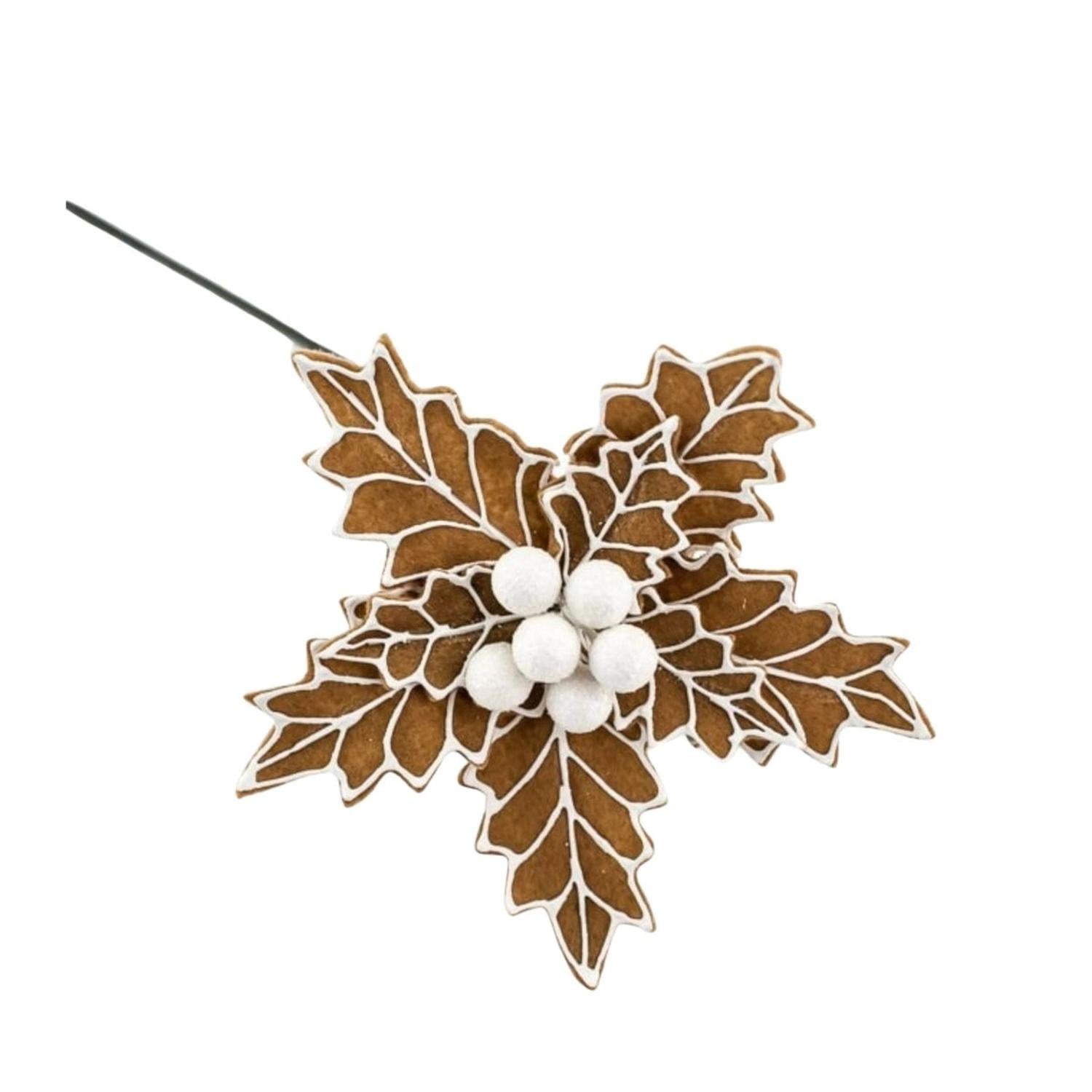 13" Gingerbread Poinsettia Pick