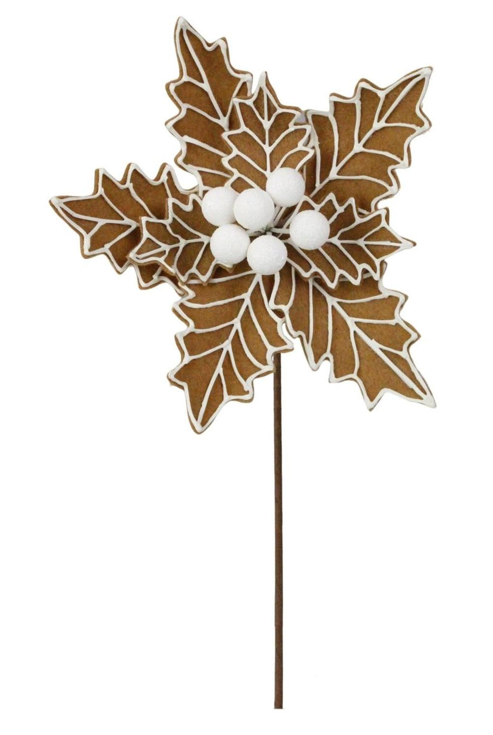 13" Gingerbread Poinsettia Pick