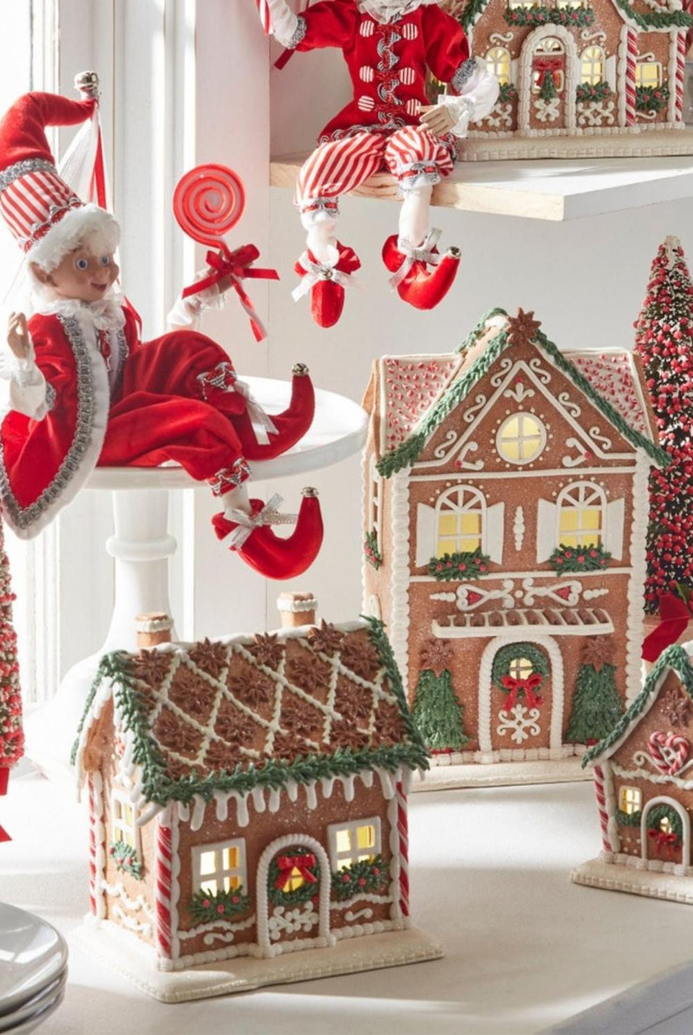 13" Lighted Gingerbread House with Trees