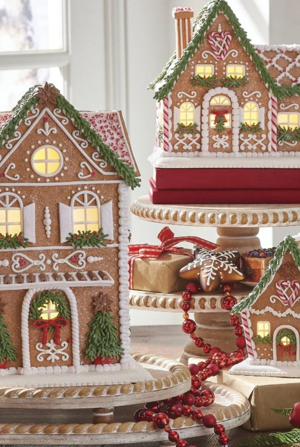 13" Lighted Gingerbread House with Trees