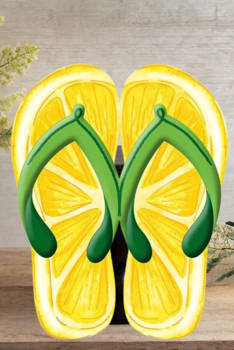Shop For 13" Metal Embossed Flip Flops: Lemon