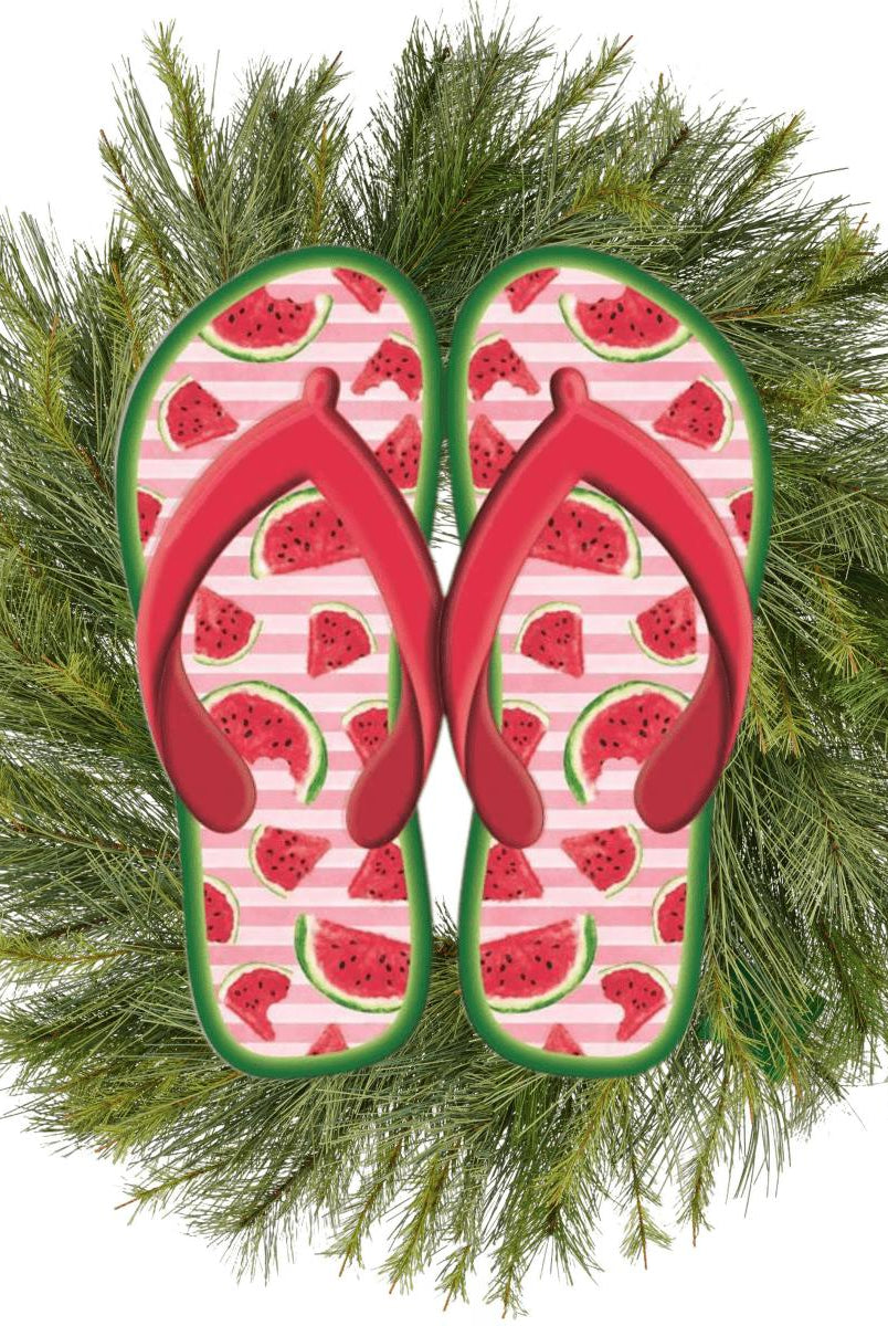 Shop For 13" Metal Embossed Flip Flops: Watermelon Red