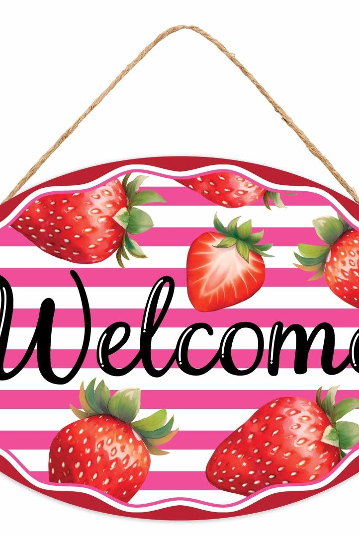 Shop For 13" Oval Wooden Sign: Welcome Strawberries