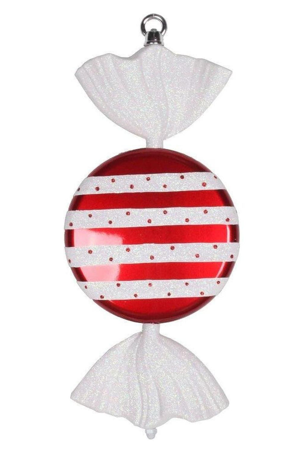 13" Red-White Striped Flat Candy Ornament
