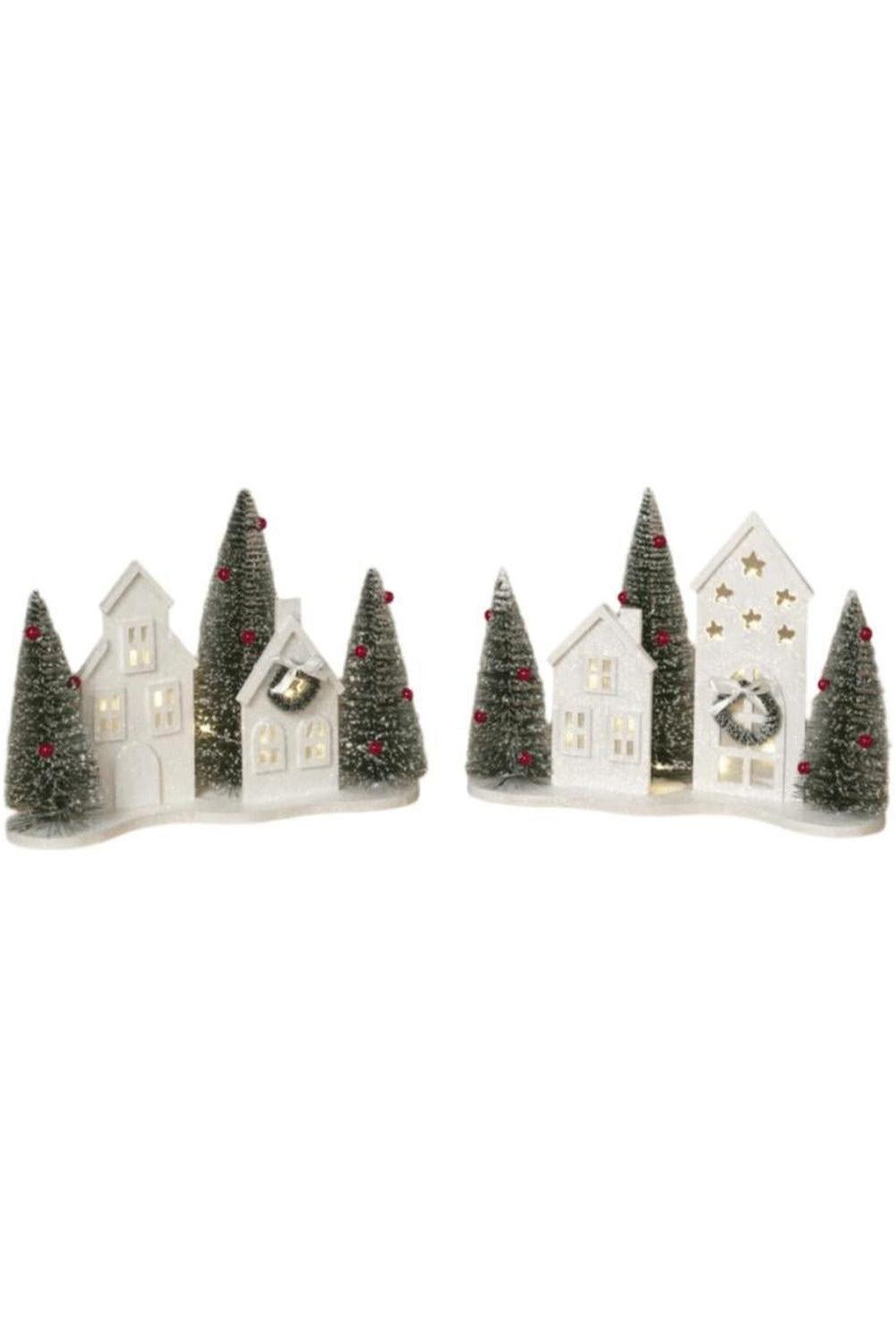 13" White Lighted Holiday House