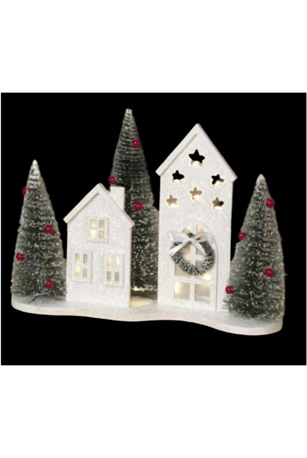 13" White Lighted Holiday House