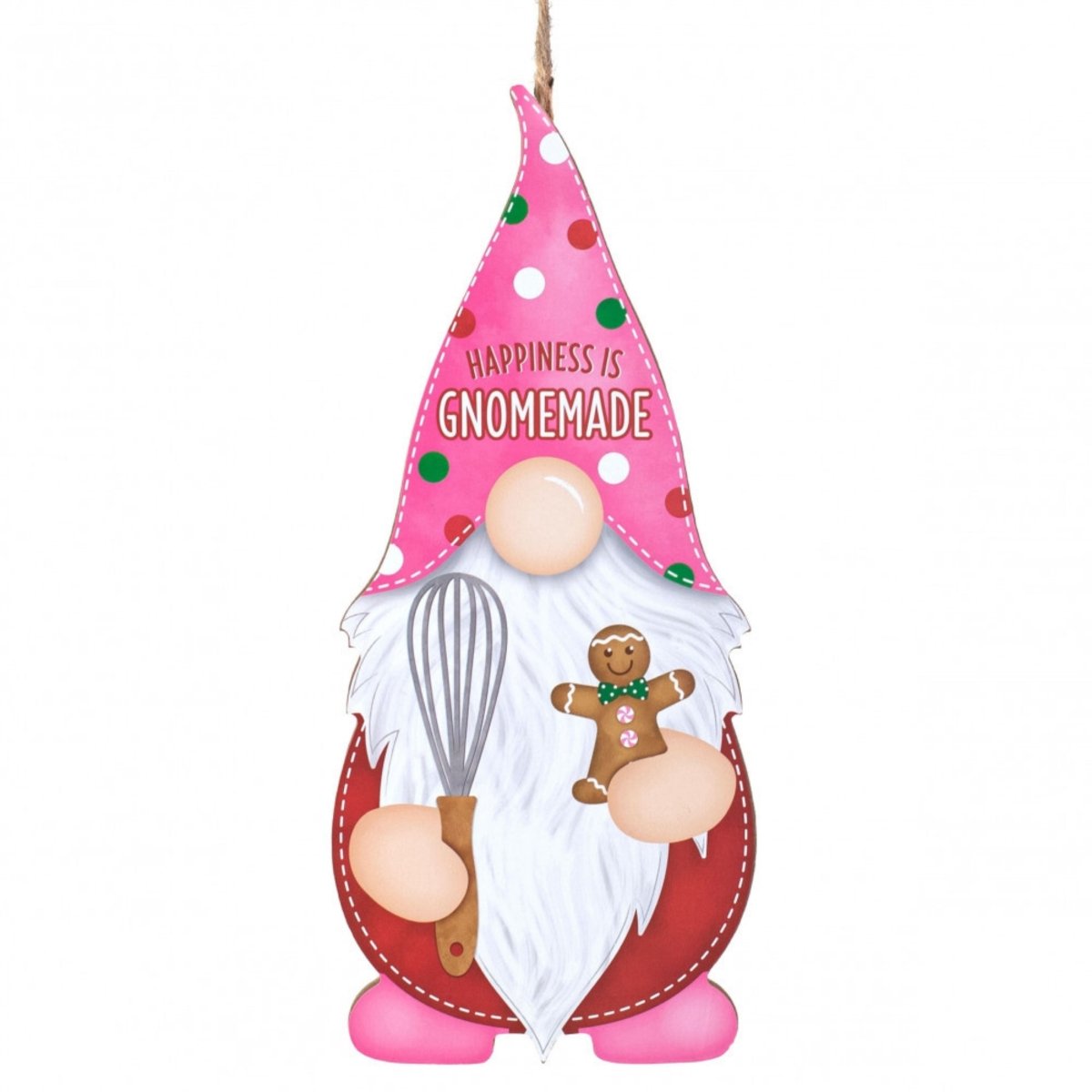 Shop For 13" Wooden Gnome Shaped Sign: Happiness Gnomemade
