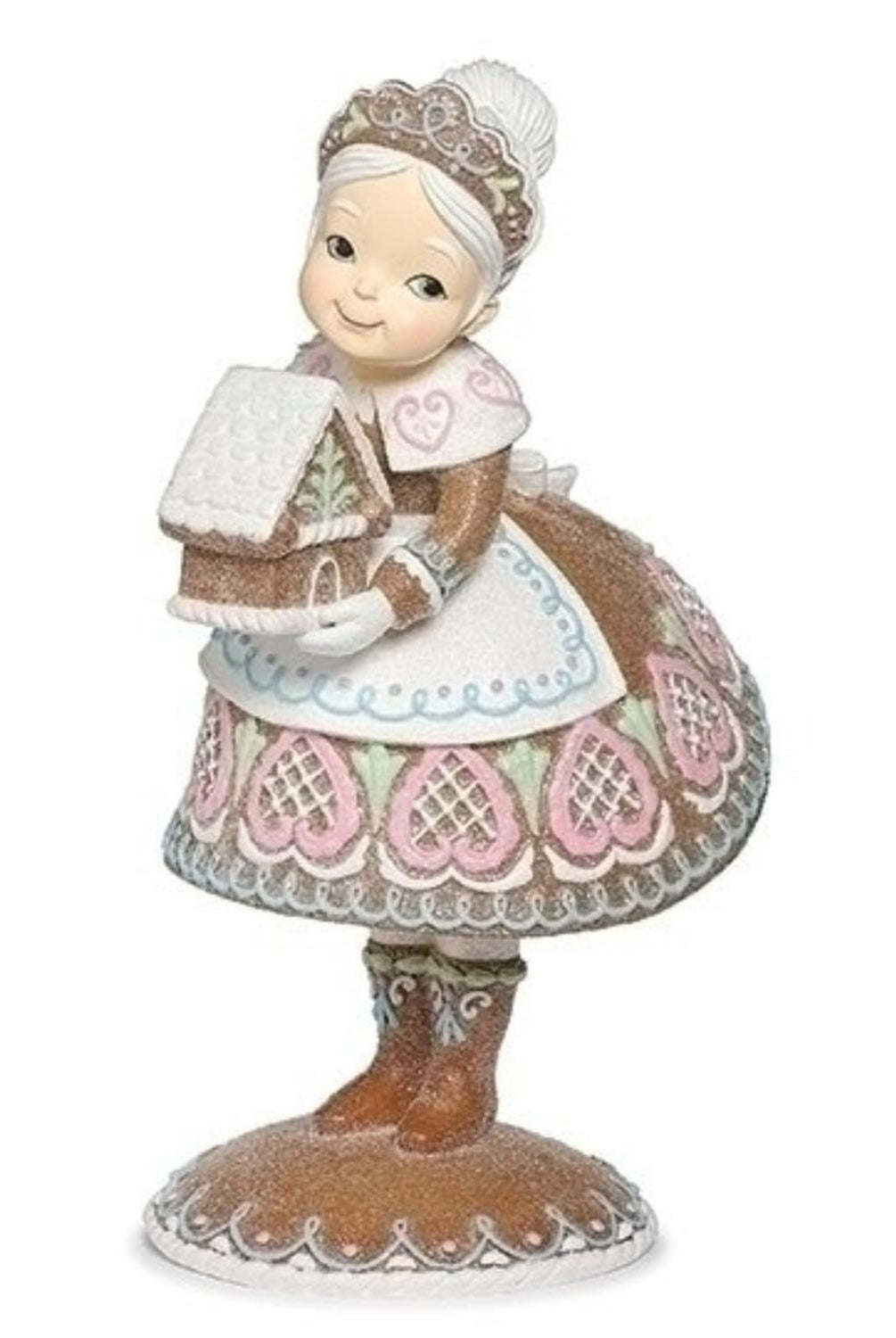 13.25" Mrs. Claus Gingerbread Figure (Pink)