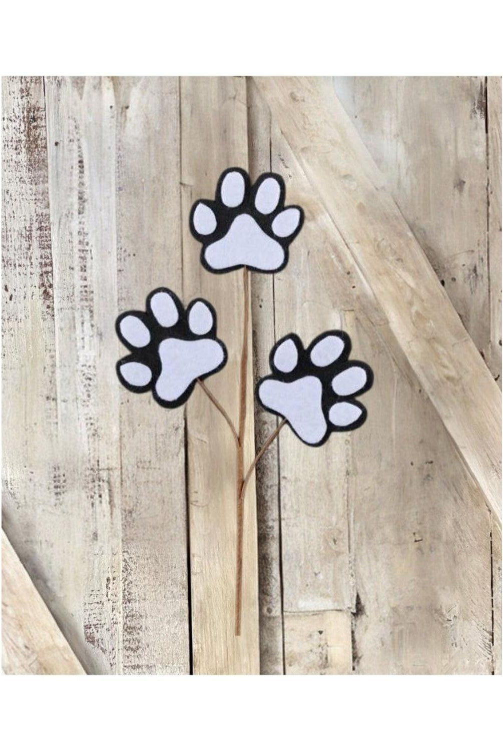 13.5" Felt Paw Print Spray: Black/White