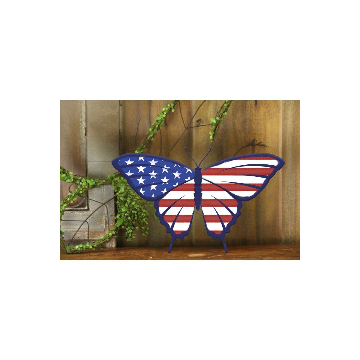 Shop For 13.5" Metal Embossed Butterfly: Patriotic RWB
