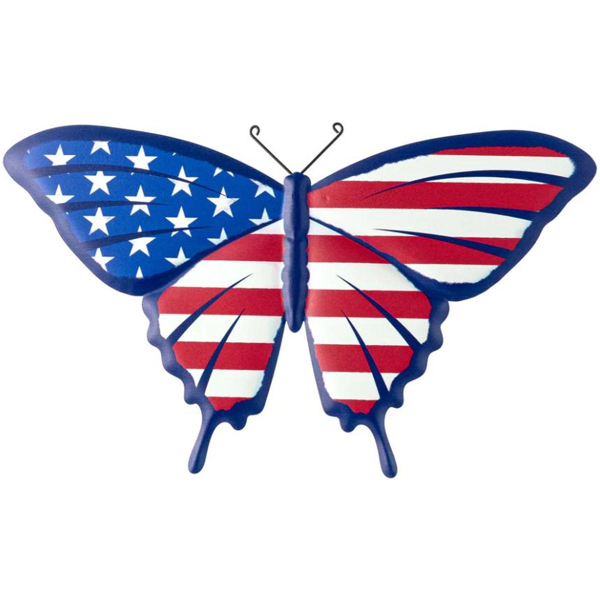 Shop For 13.5" Metal Embossed Butterfly: Patriotic RWB