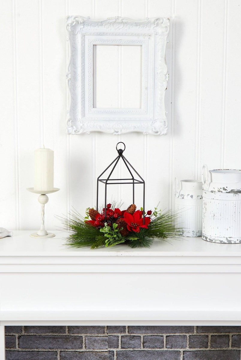 Shop For 14” Christmas Poinsettia Metal Candle Holder