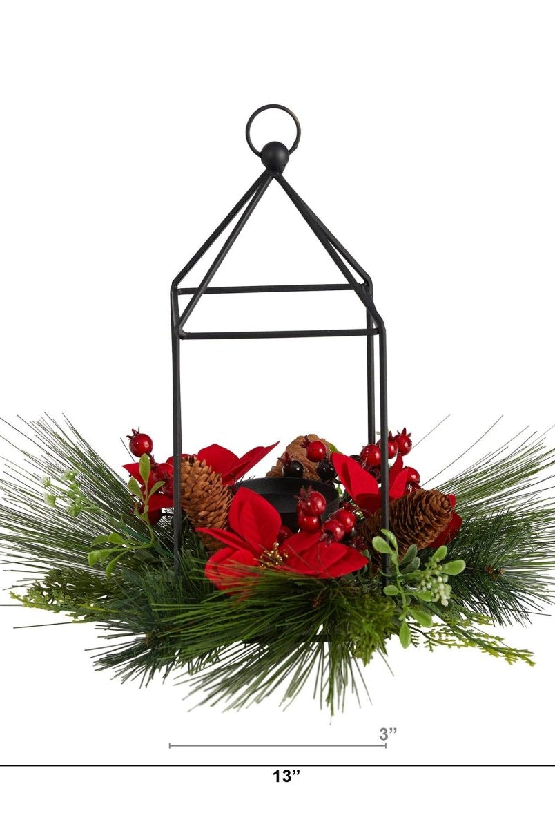 Shop For 14” Christmas Poinsettia Metal Candle Holder