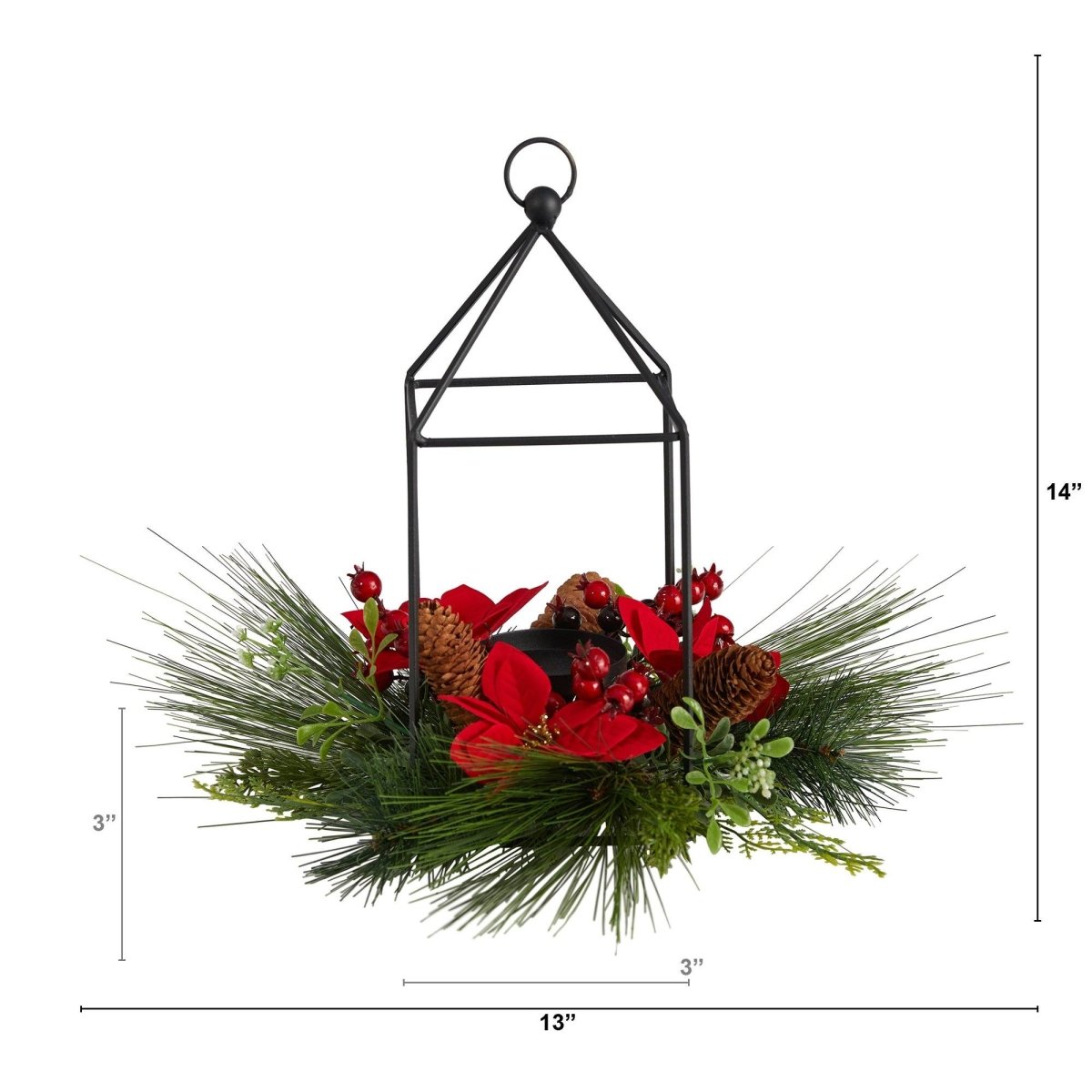 Shop For 14” Christmas Poinsettia Metal Candle Holder