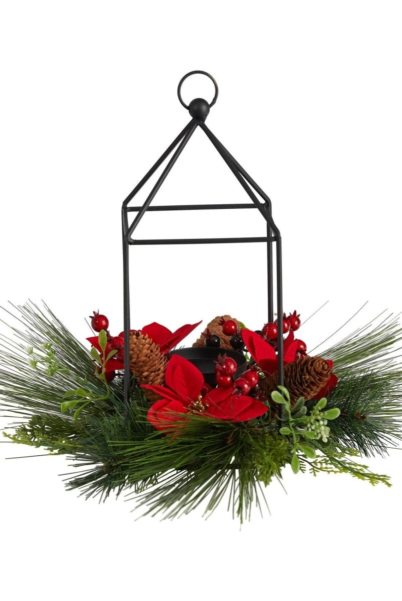Shop For 14” Christmas Poinsettia Metal Candle Holder