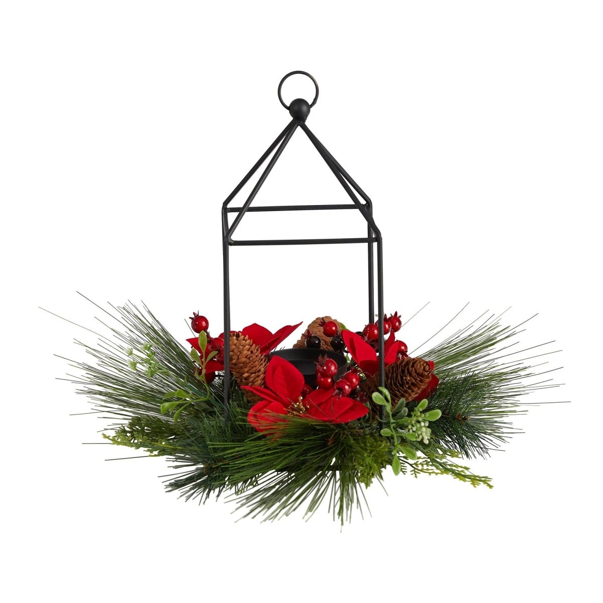 Shop For 14” Christmas Poinsettia Metal Candle Holder