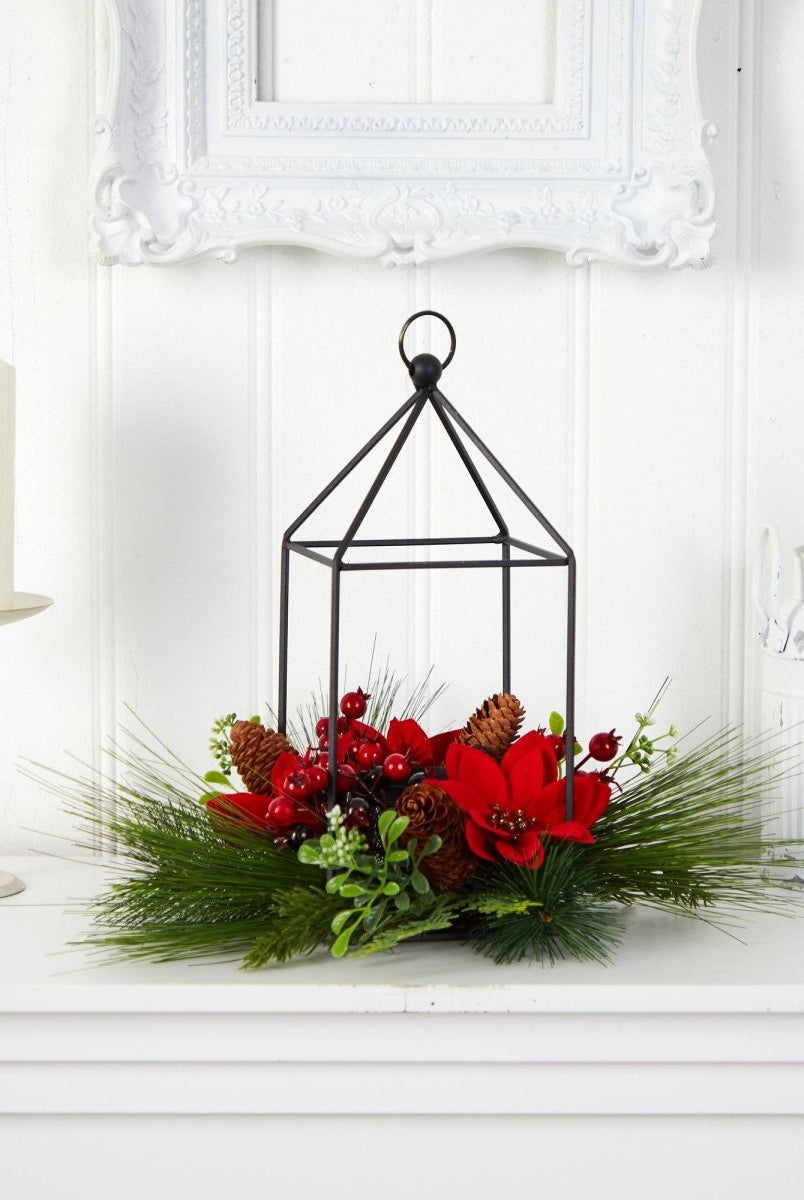 Shop For 14” Christmas Poinsettia Metal Candle Holder