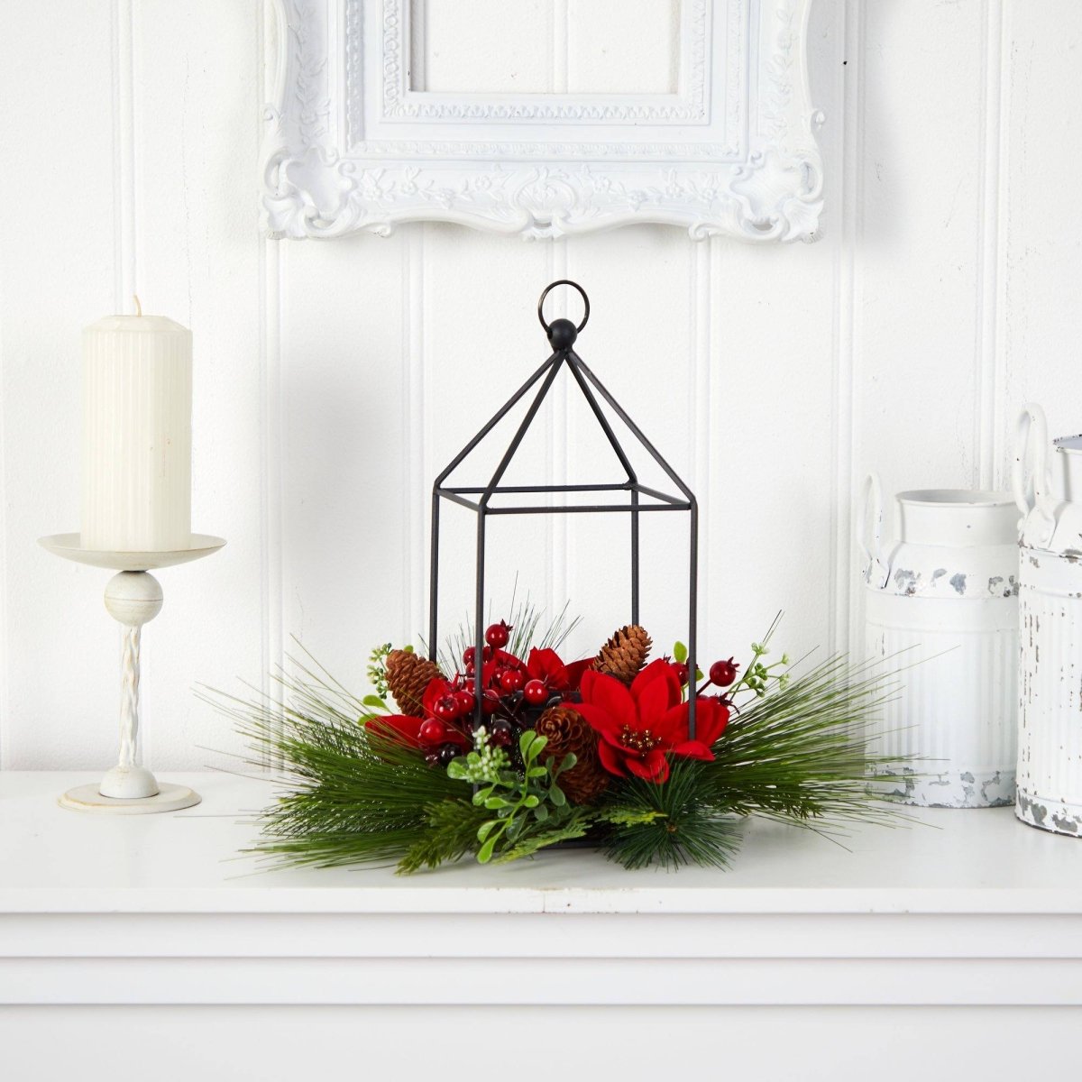 Shop For 14” Christmas Poinsettia Metal Candle Holder