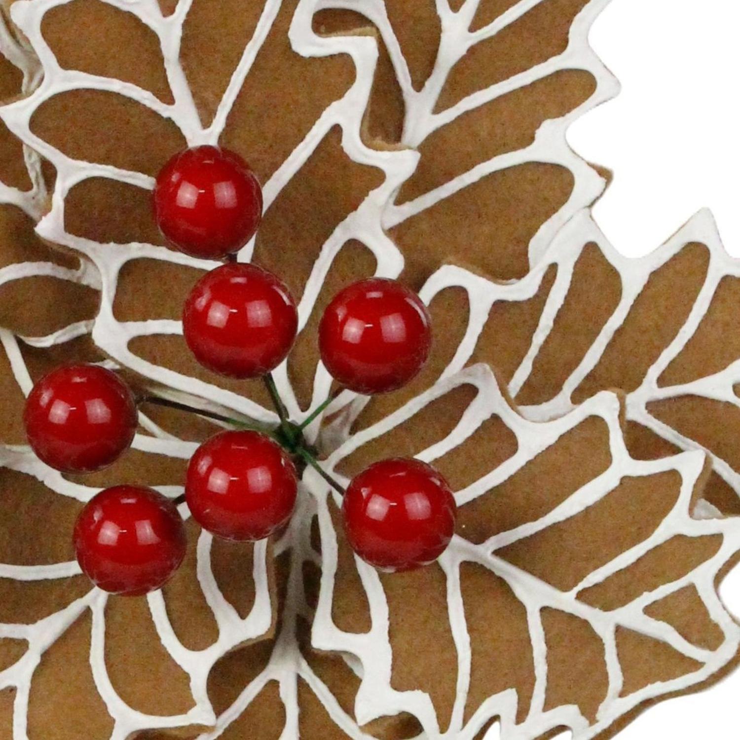 14" Gingerbread Poinsettia Stem