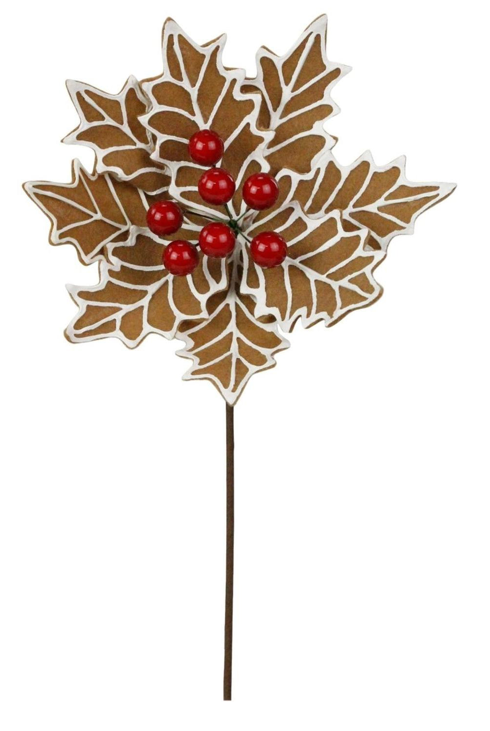 14" Gingerbread Poinsettia Stem