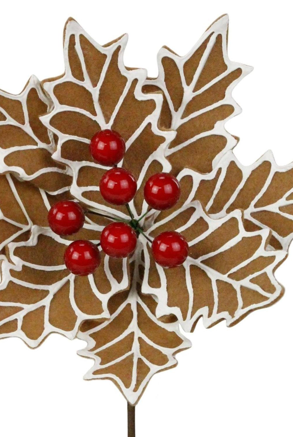 14" Gingerbread Poinsettia Stem