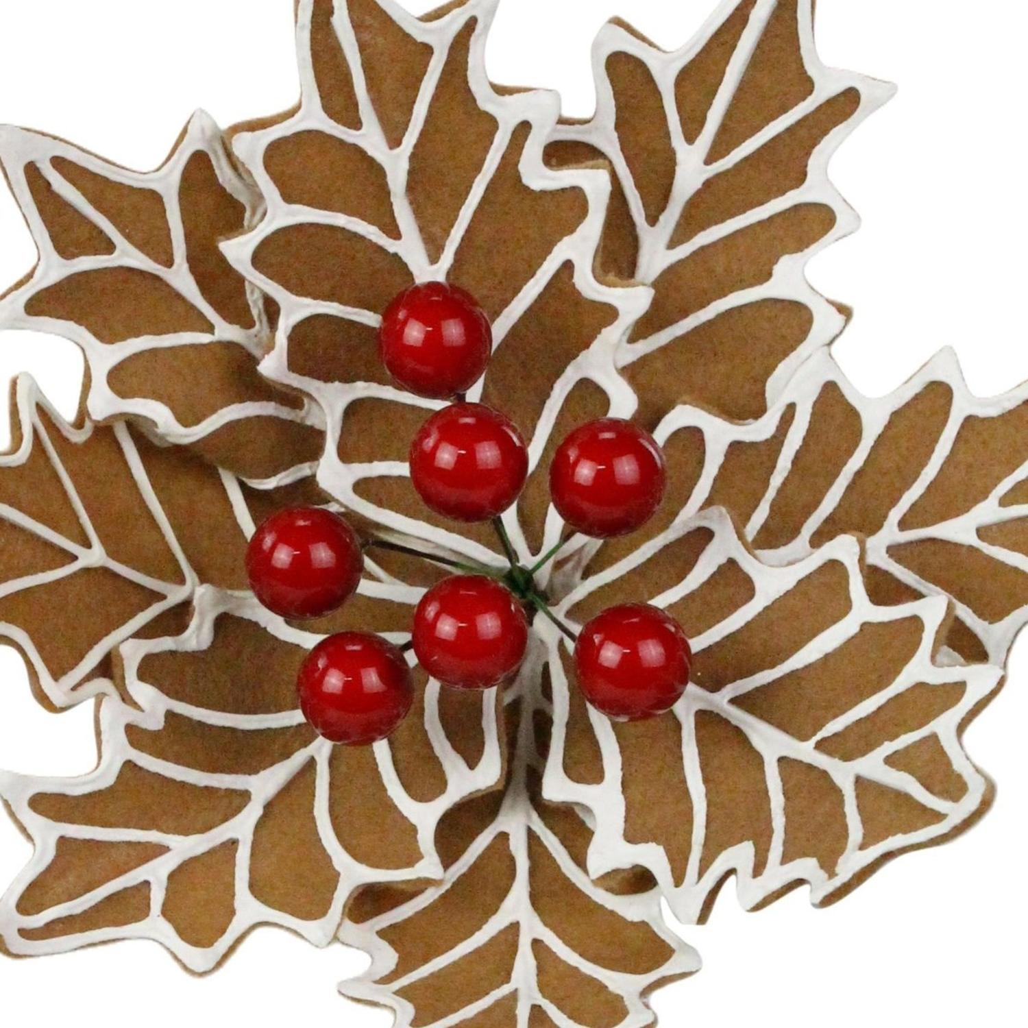 14" Gingerbread Poinsettia Stem