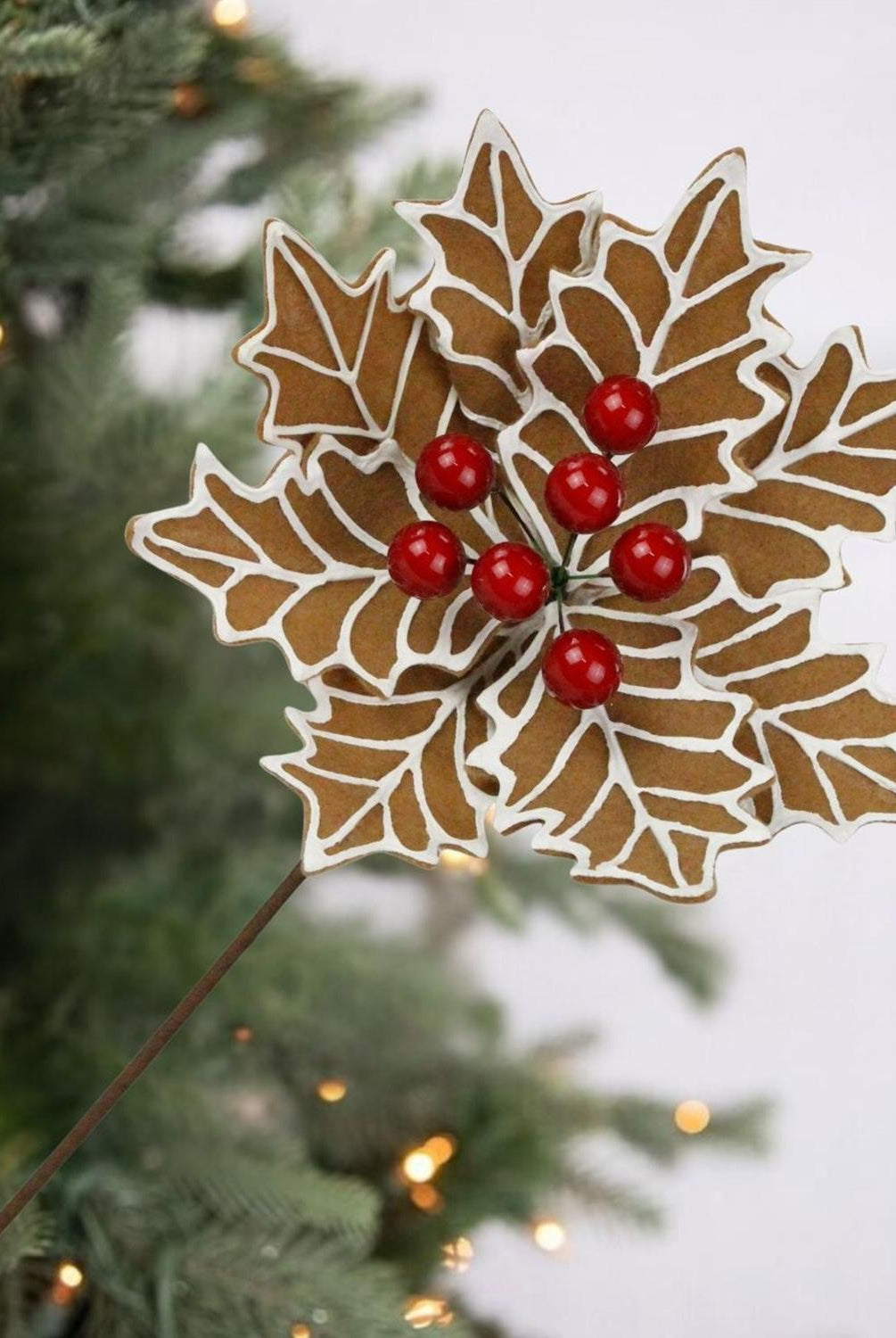 14" Gingerbread Poinsettia Stem